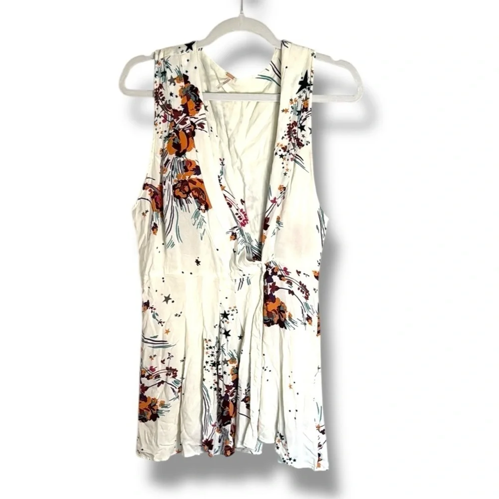 Free People Back to Basics Floral Print Wrap Tunic Size Large